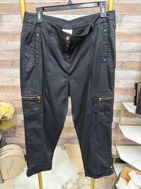 Chicos Black Cotton Blend Cargo Capri 2